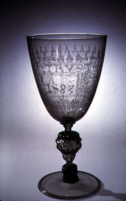 Diamond Point Engraved Goblet by Giacomo Verzelini by English School